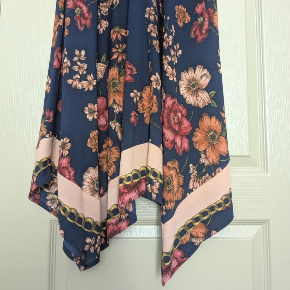 Vince Camuto Handkerchief Hem Floral Midi Dress - Picture 4 of 16